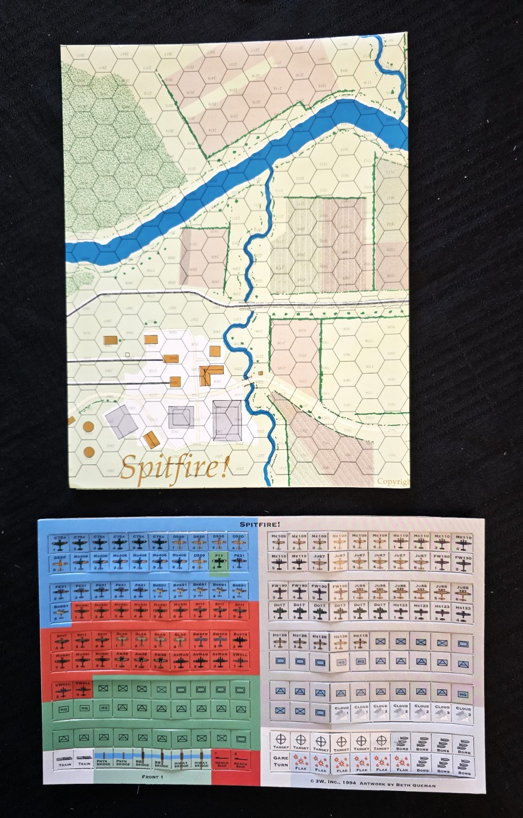 “SPITFIRE!” BOARD WAR GAME – 3W – UNPUNCHED, COMPLETE – 50+ SCENARIOS