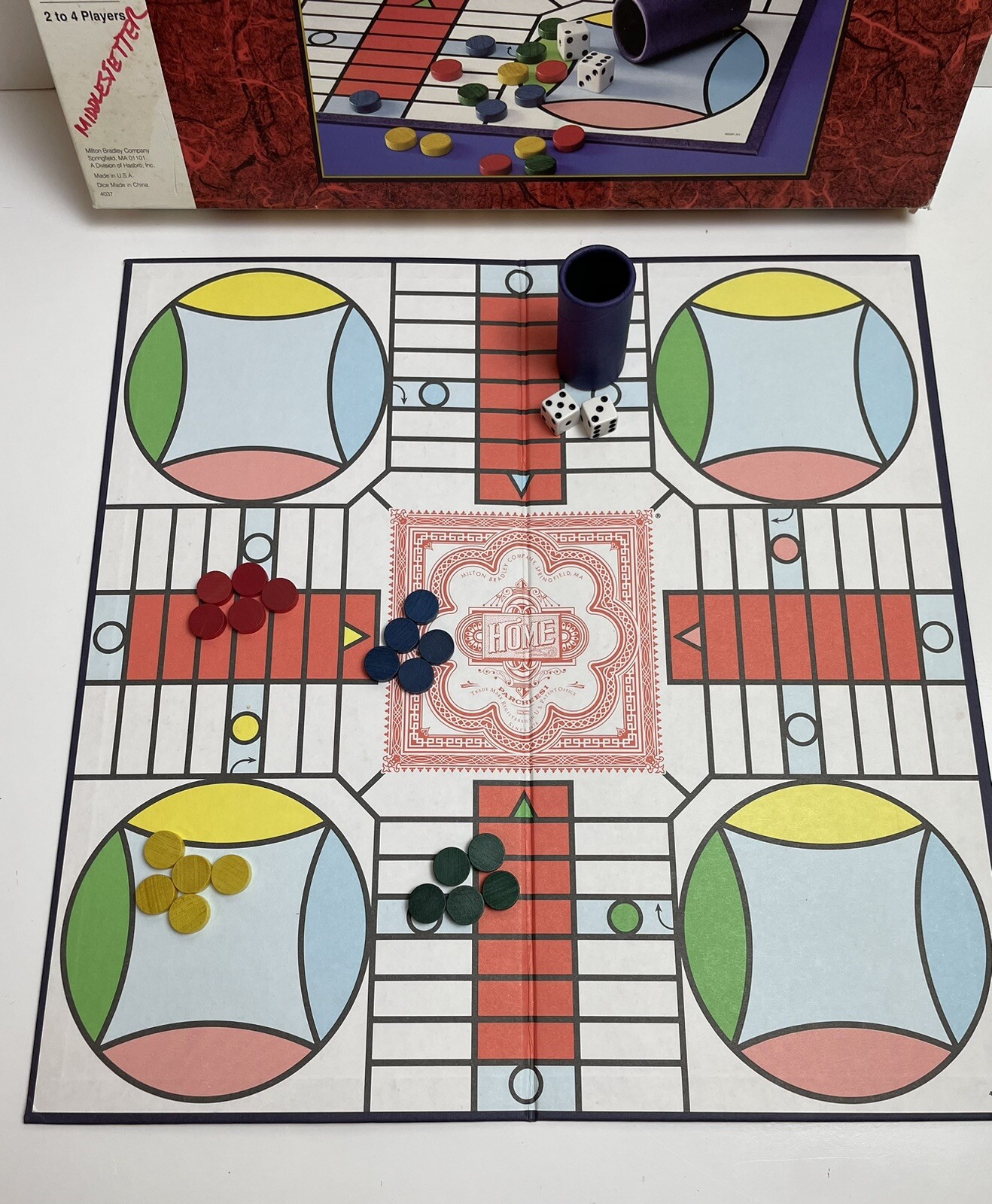 Vintage 1989 Milton Bradley Parcheesi Board Game Complete