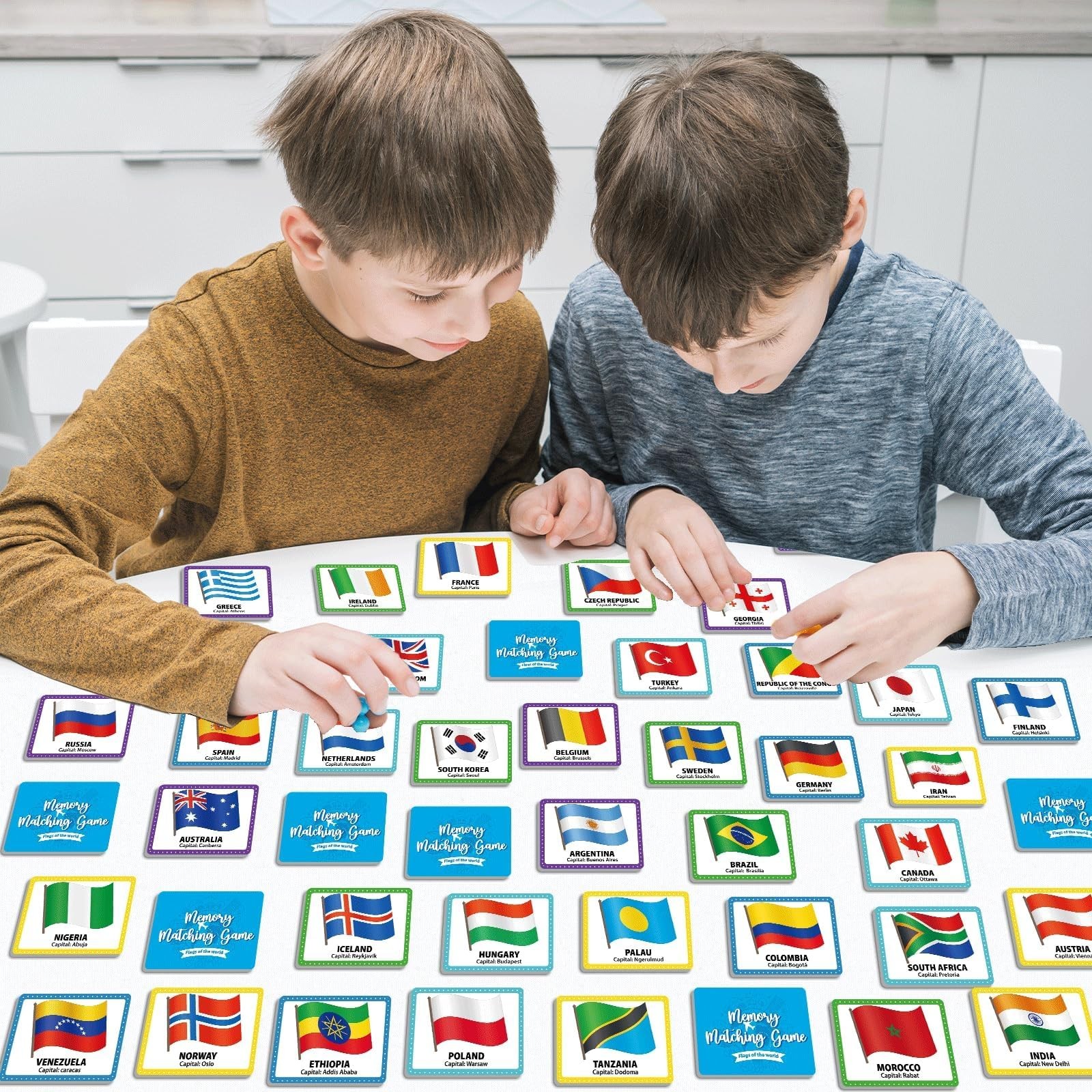 50 Pairs Memory Matching Game Flags of The World Concentration Memory Card fo…