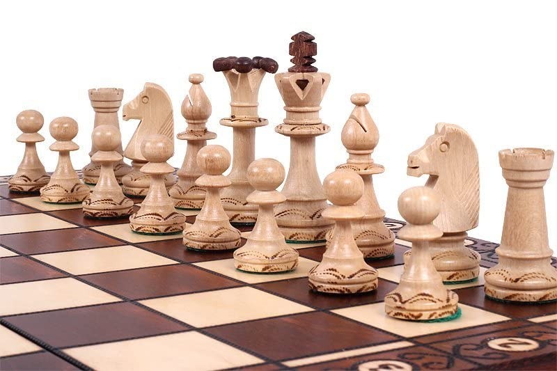 Wooden Chess Set 16″ Board Handcrafted Pieces – Great Gift for Beginners