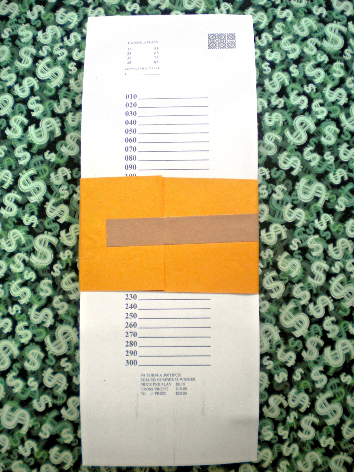 ( 4 Lot ) 300 Singles REGULAR “NOT Sure” TIP BOARD {010-300} Pull Tab Jar Ticket