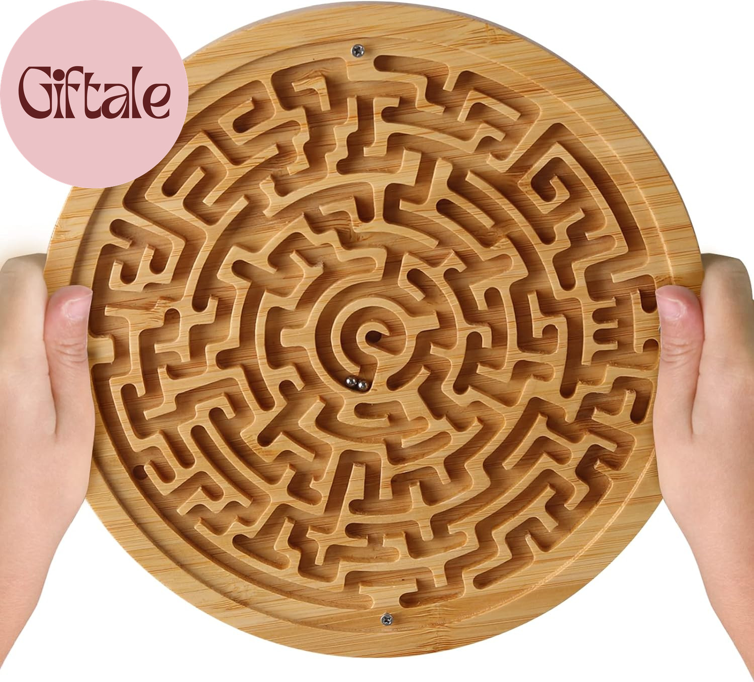 Round Wooden Labyrinth Board Game – Marble Maze for Education and Fun, Toddler A