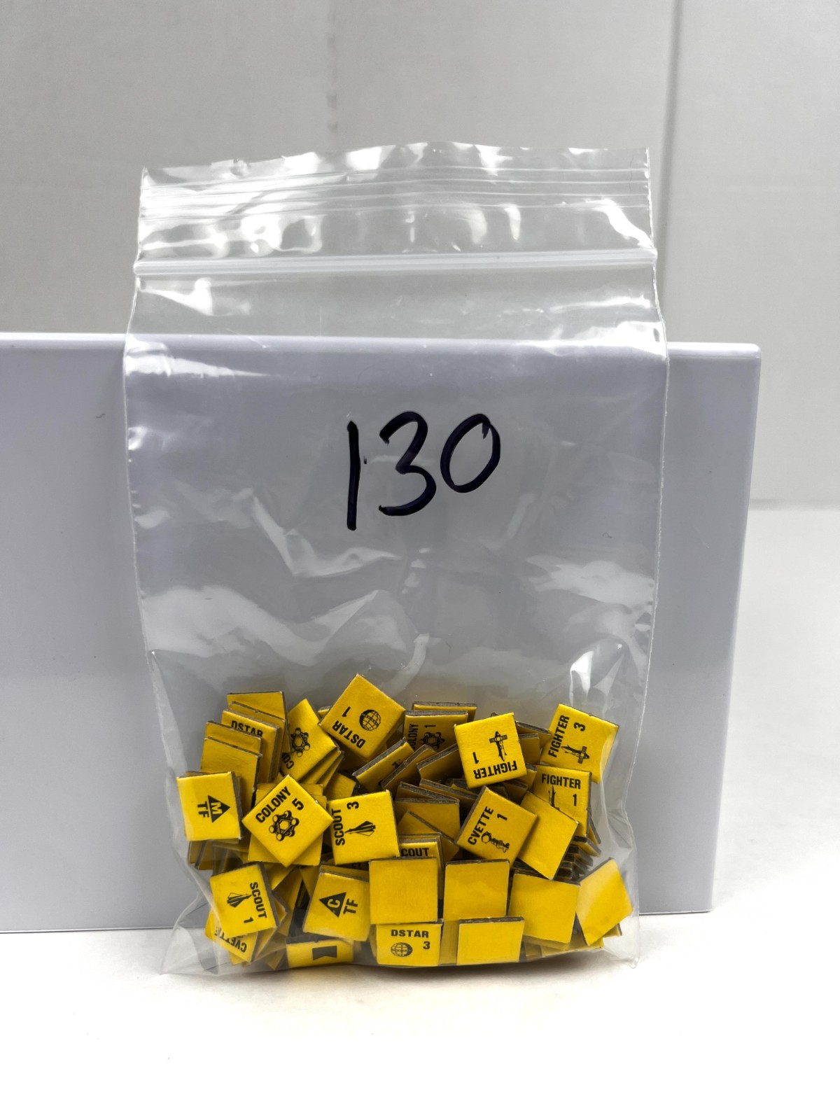 Vtg 1984 Avalon Hill Stellar Conquest Yellow Cardboard Counters Lot of 130 Parts