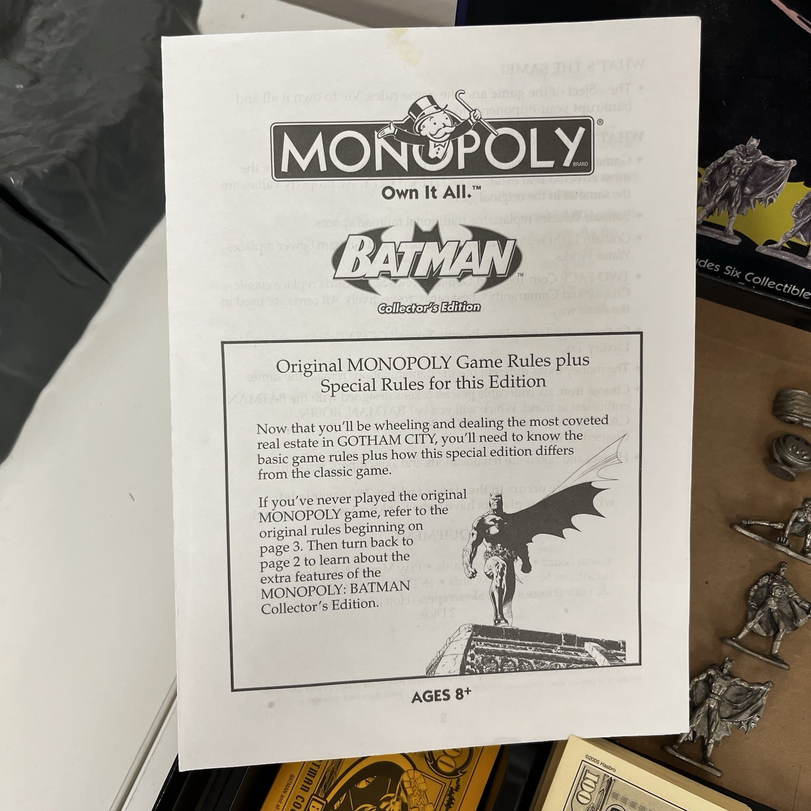 MONOPOLY Batman 2005 Board Game w/ 6 Pewter Tokens 100% Complete Great Condition