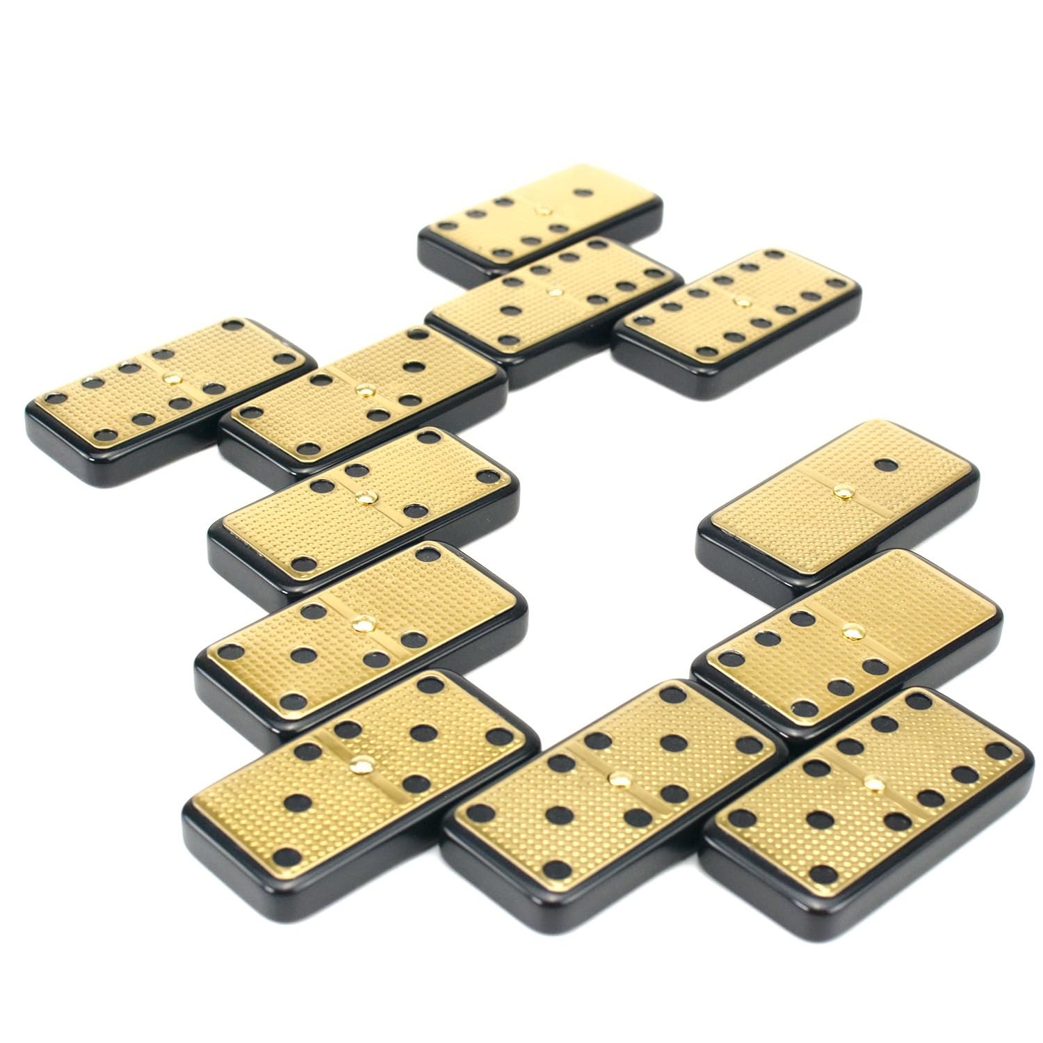 Double 6 Gold Metal Dominoes Set 28 Pieces