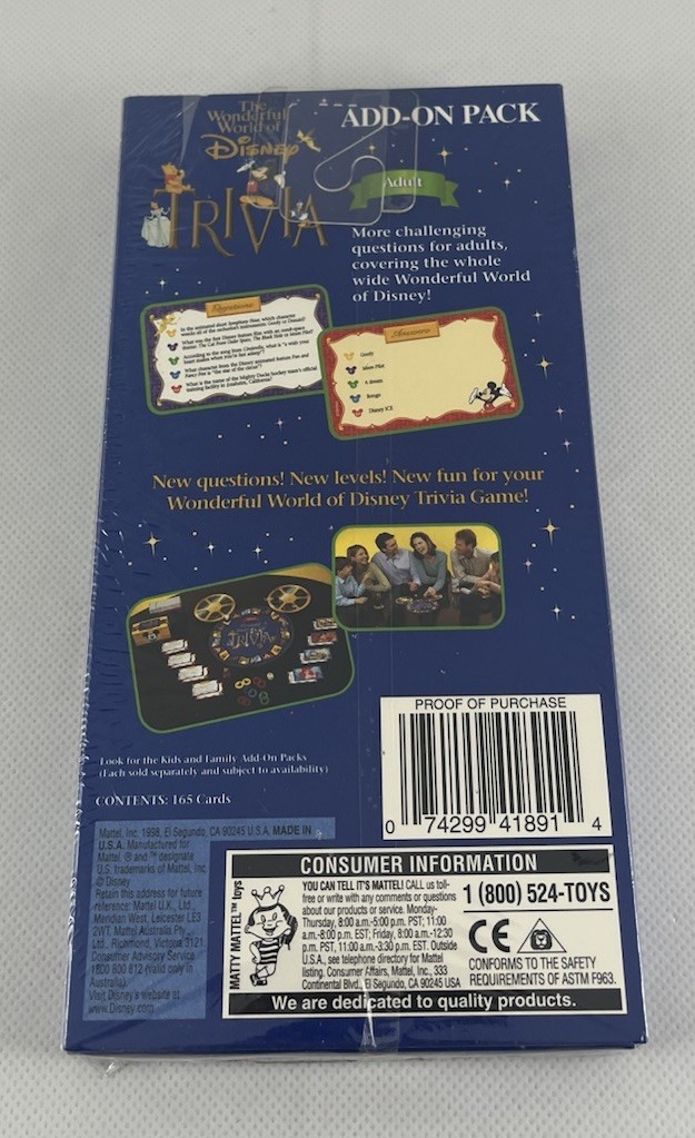 The Wonderful World of Disney Trivia Add-On Pack Adult 800 Questions