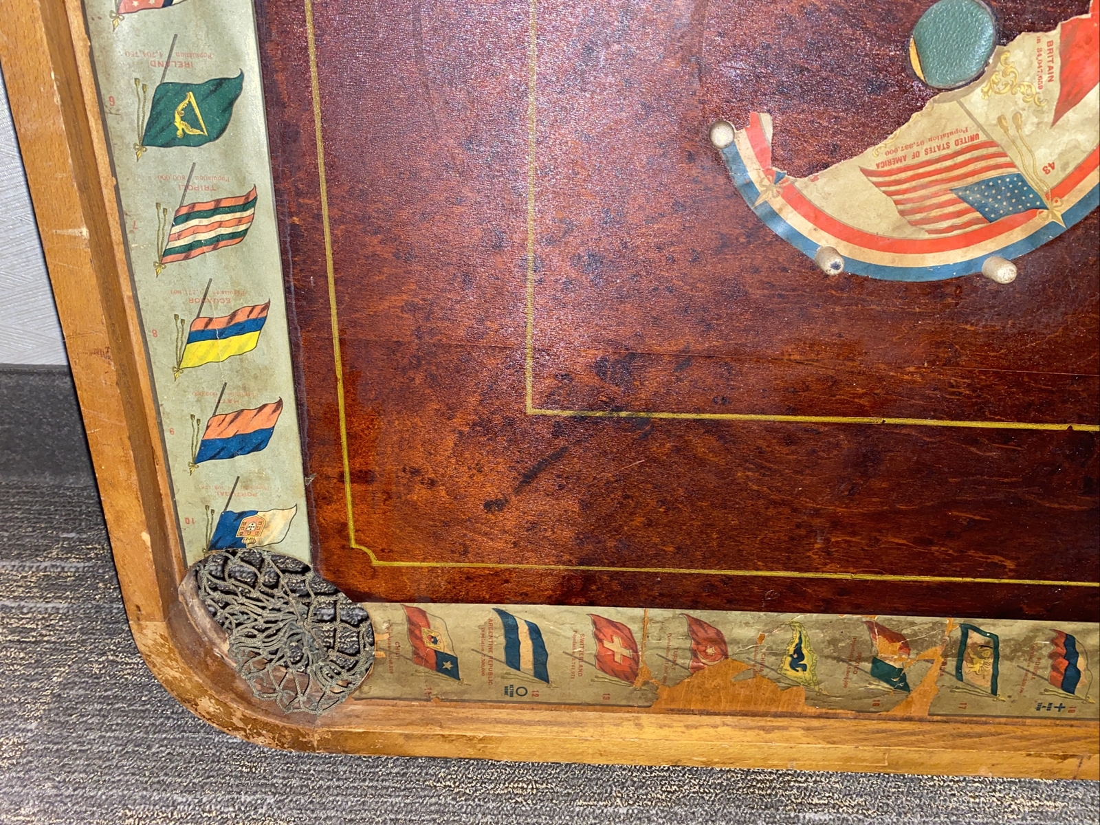Antique 1913 Archarena Wood Game Board With game Pieces Great Wall Decor
