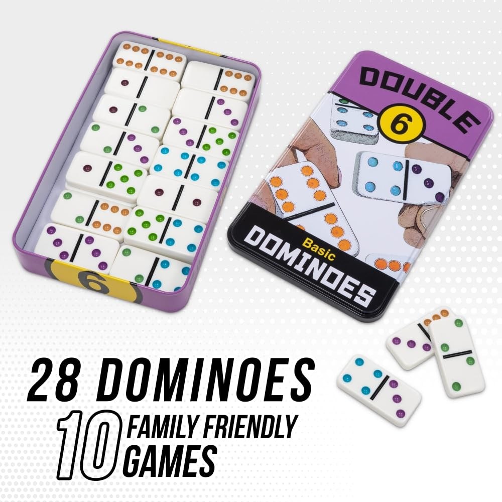 | Double 6 Travel Tin Domino Set from, for 1 to 4 Players Ages 6 and up