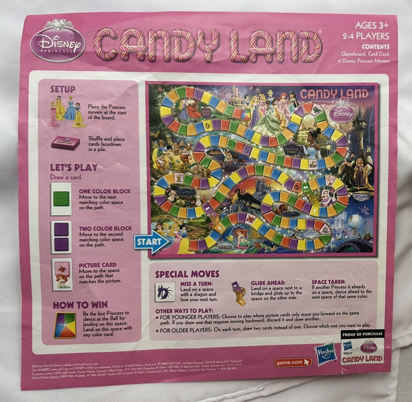 2014 Disney Princess Candy Land Game by Hasbro Complete in Very Good Condition