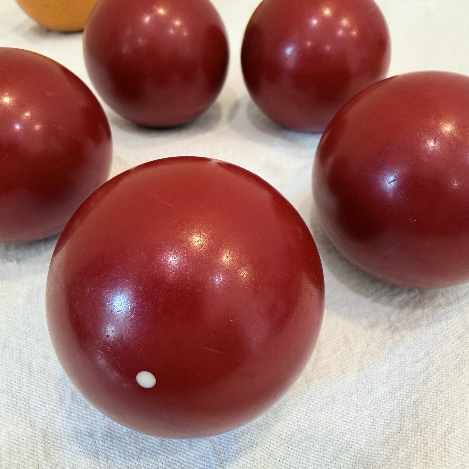 Vintage Bakelite Game Balls Lot 11 Cherry Red Butterscotch Yellow 54-57mm 1460g