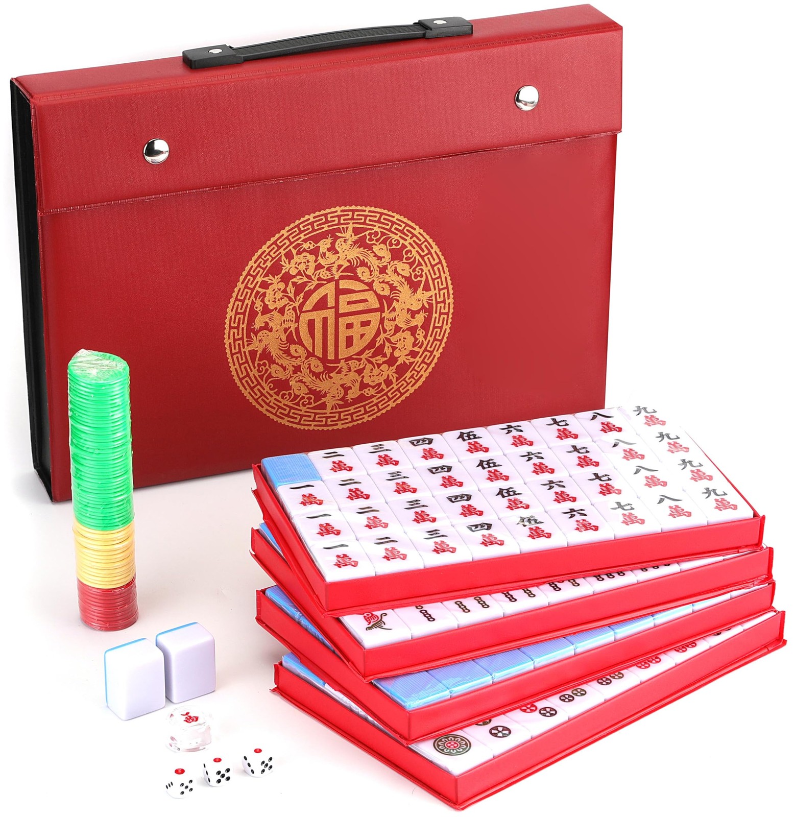Mose Cafolo Traditional Chinese Mahjong Set – 144 Melamine 34mm Standard Size…