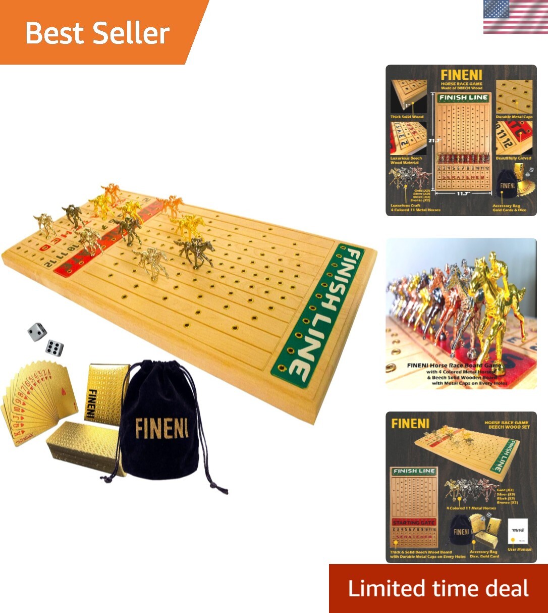 Horse Racing Game for Adults, Horse Race Board Game with 11 Luxurious Metal H…