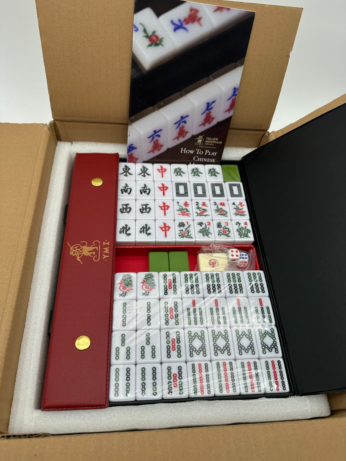 Yellow Mountain Imports Chinese Mahjong Set Rouge Heritage 146 Medium Tiles