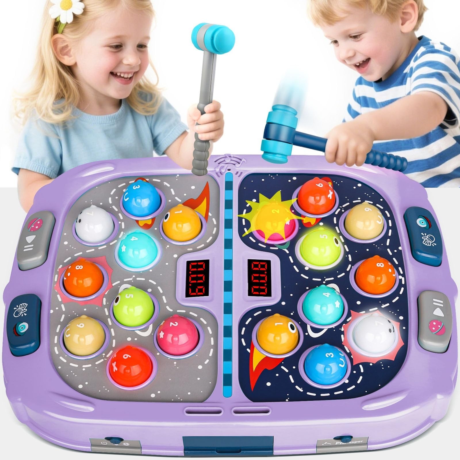 Interactive Whack-a-Mole Game for Kids, Educational Toy with Sound & Light, Gift