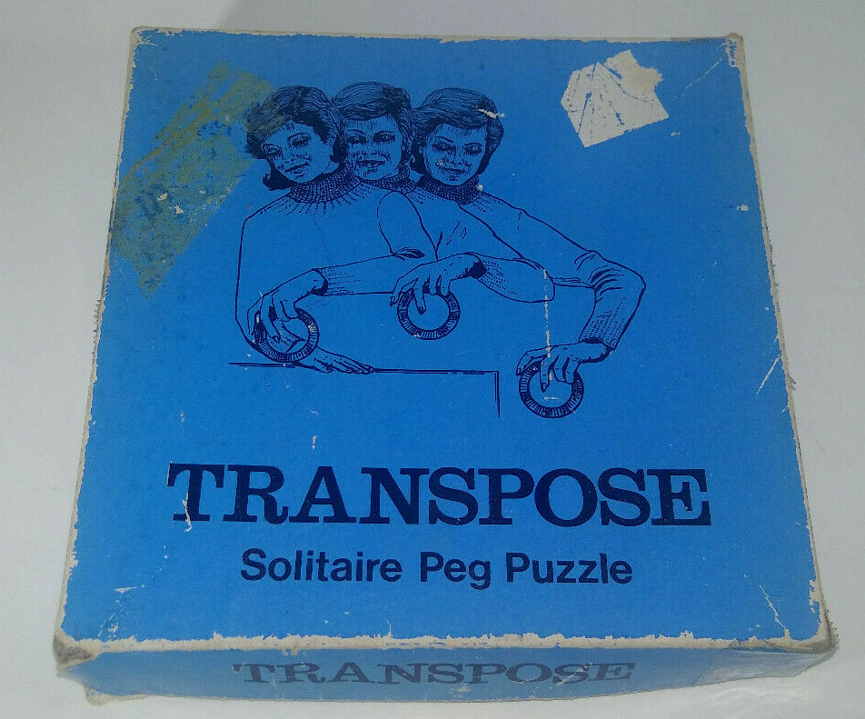 Vintage Transpose Solitaire Peg Puzzle No. 113 Crisloid Plastics Inc USA Wooden