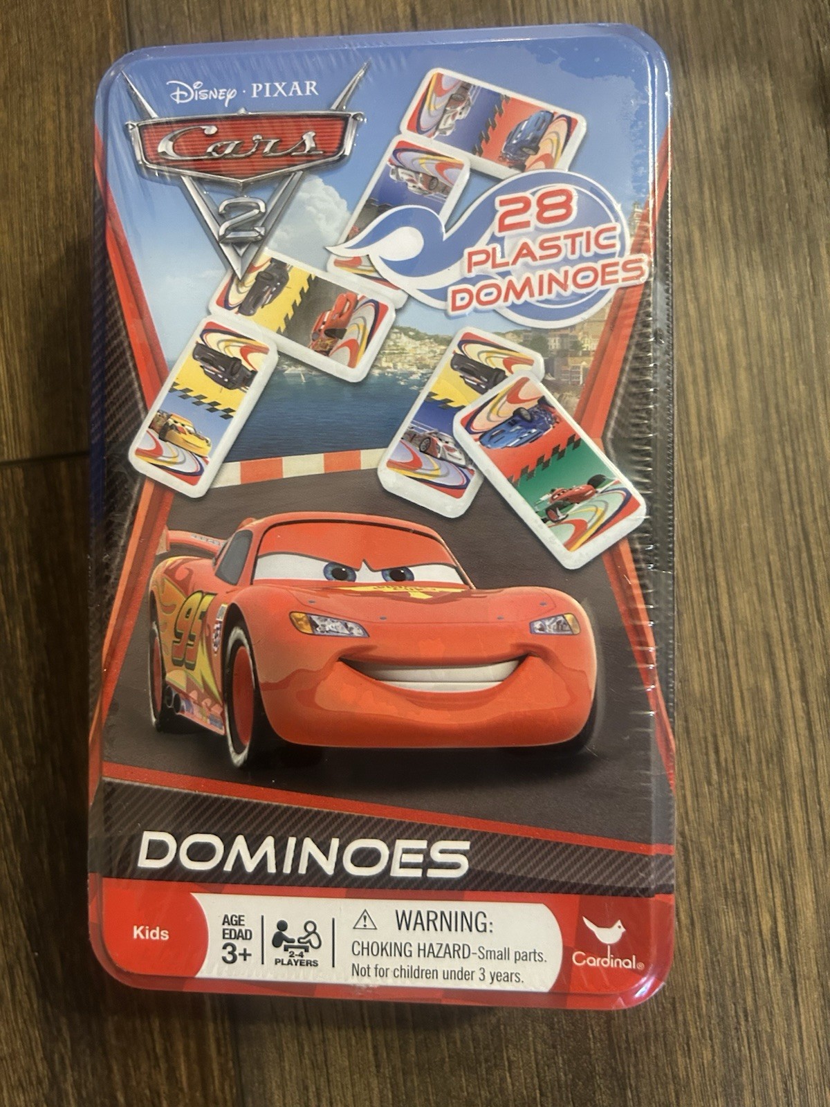 Cardinal Disney Pixar Cars 2 Dominoes Tin Set 28 Plastic Pieces Ages 3+