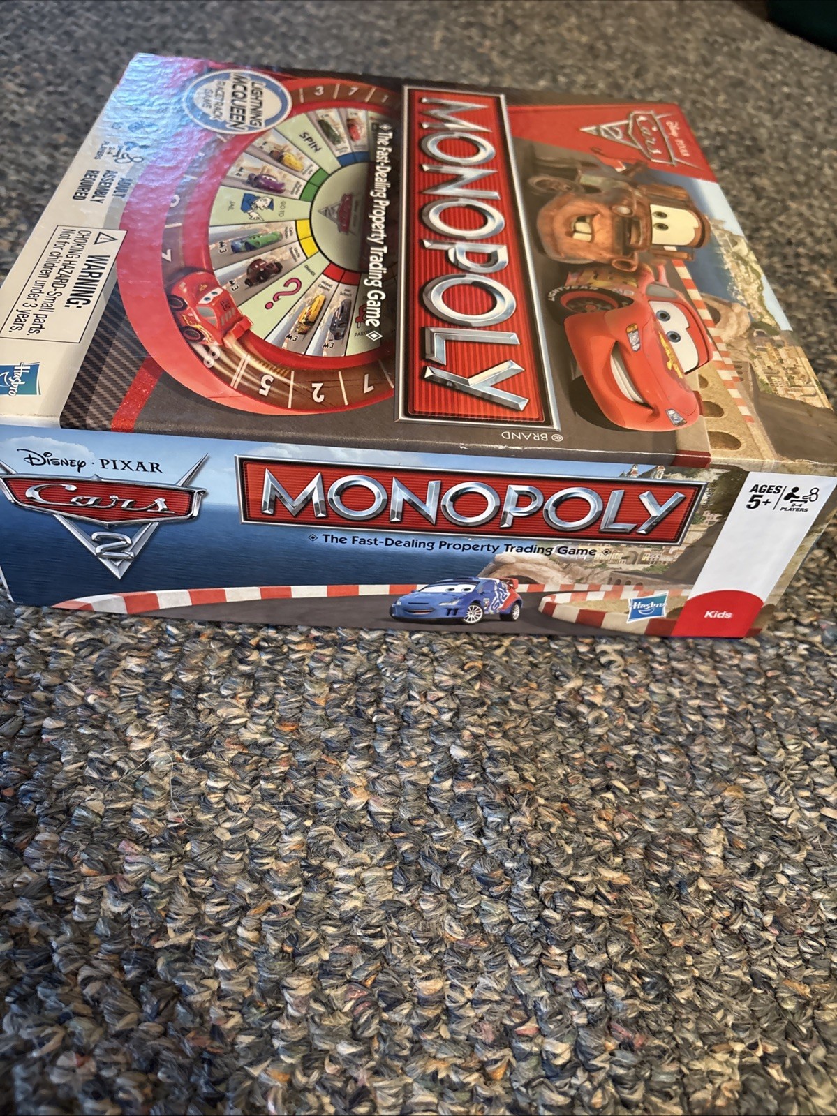 Disney Pixar Cars 2 Monopoly Game Lightning McQueen Racetrack Game COMPLETE Used