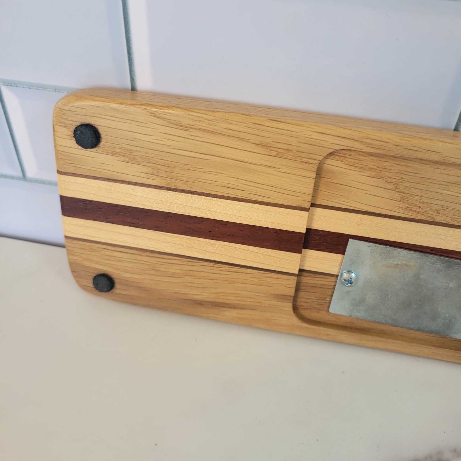Vtg Hardwood Creations Cribbage Board Handmade Signed David Levy Metal Pegs Box