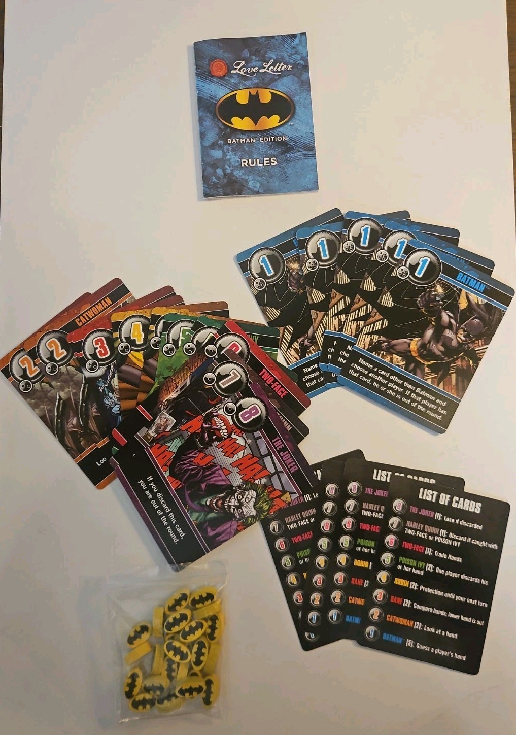 Batman Love Letter Board Game COMPLETE AEG Crytozoic
