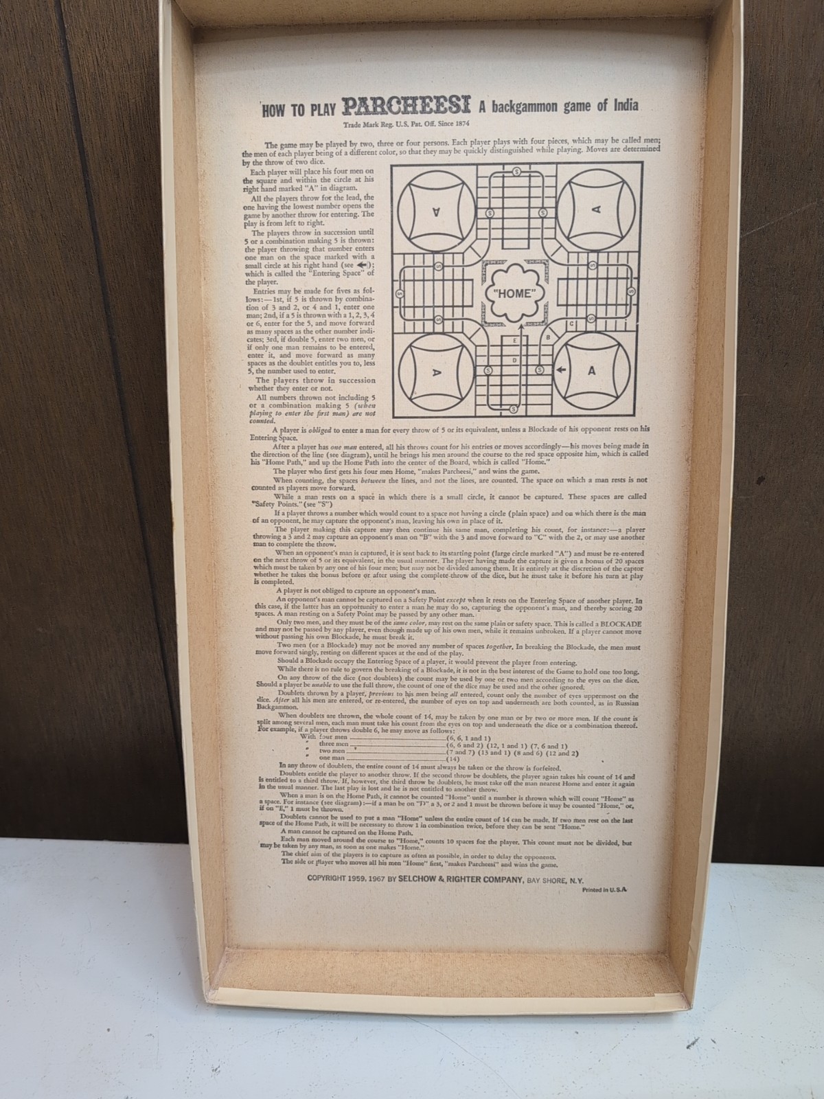Vintage Parcheesi Board Game Gold Seal Edition – 1964 | wooden missing 1 Die