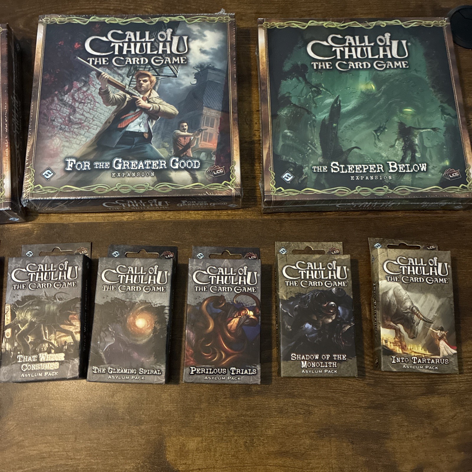 SEALED Call Of Cthulhu The Card Game Expansion Lot – 3 Boxes, 7 Decks
