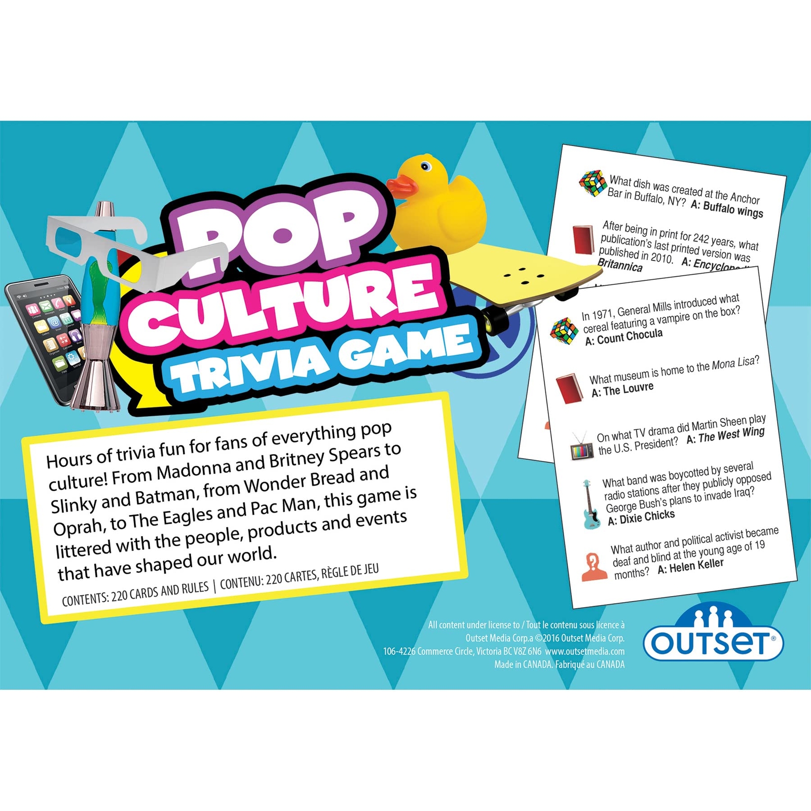Pop Culture Trivia Game Black White Red Family Fun for Ages 12 and Up