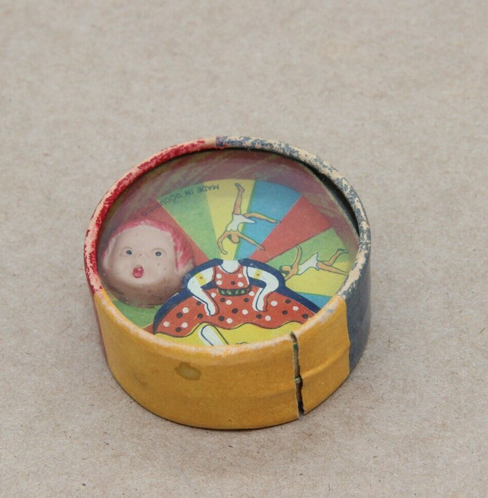 Vintage 2 Sided Handheld Dexterity Puzzle Occupied Japan Girl/Bear w. Barrel