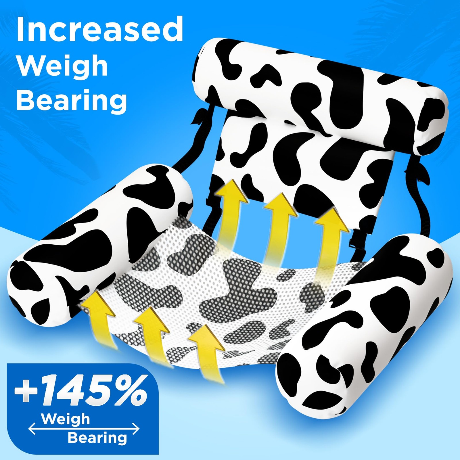 Pool Float Chair 2 Pack Heavy Duty Inflatable Swimming Lounger Cow Pattern Adult