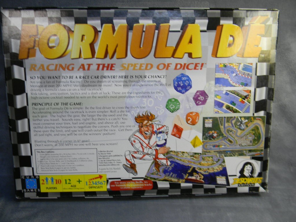 FORMULA DE’ FORMULA ONE CAR RACING BOARD GAMES BY EURO GAMES-NEW