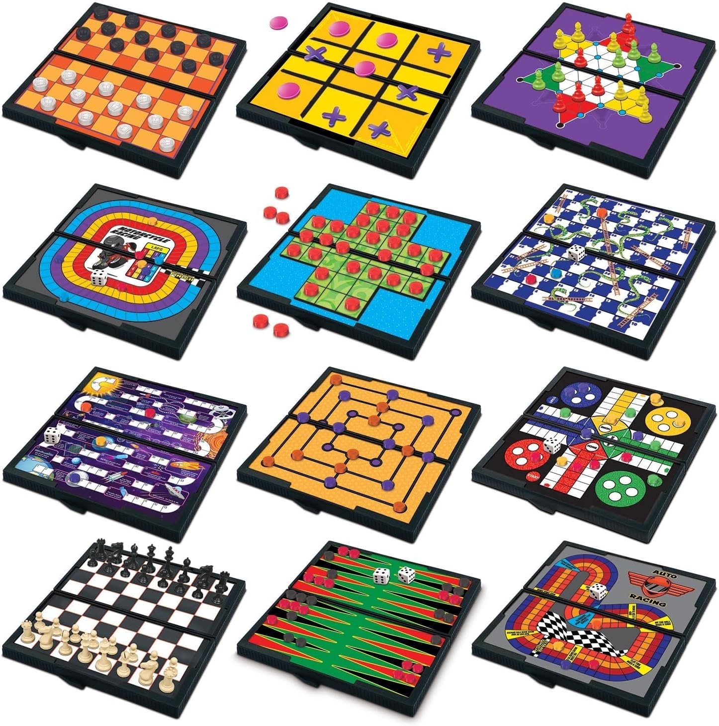 Magnetic Board Travel Games for Kids, Includes 12 Retro Fun Games – 5″ Compac…