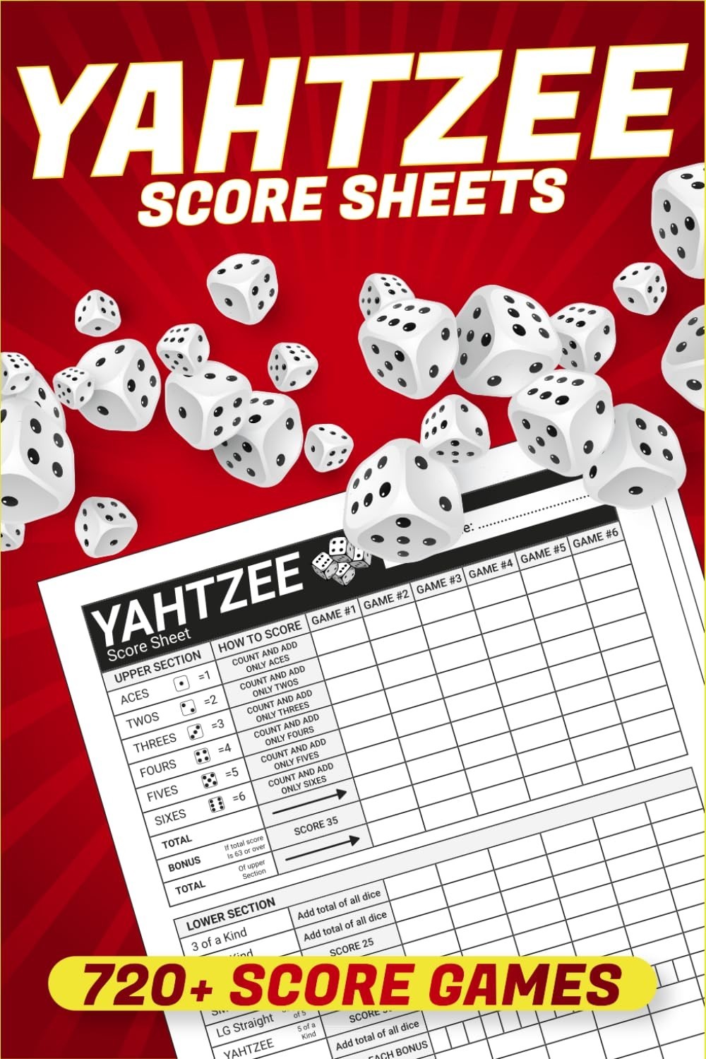 Score Pads for Yahtzee : Large Print 6X9 Yahtzee Score Sheets 720+ Games for Sco
