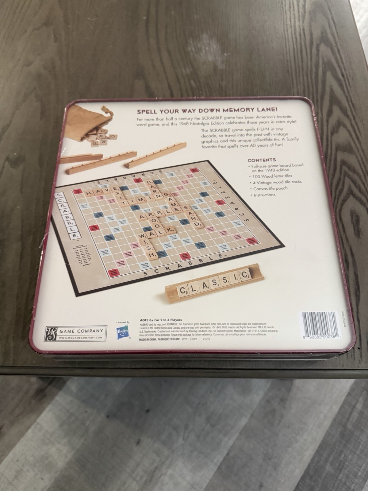 Scrabble Nostalgia Edition Collectible Tin Box Crossword Game