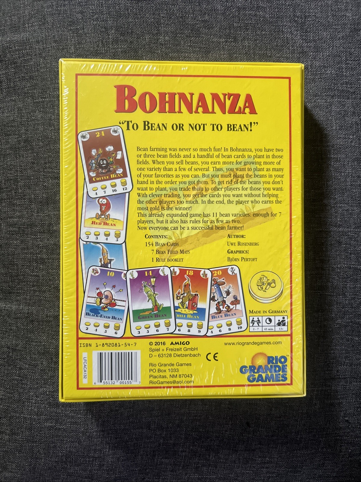 Bohnanza Card Game – New & Sealed in Box – English edition – Rio Grande Games