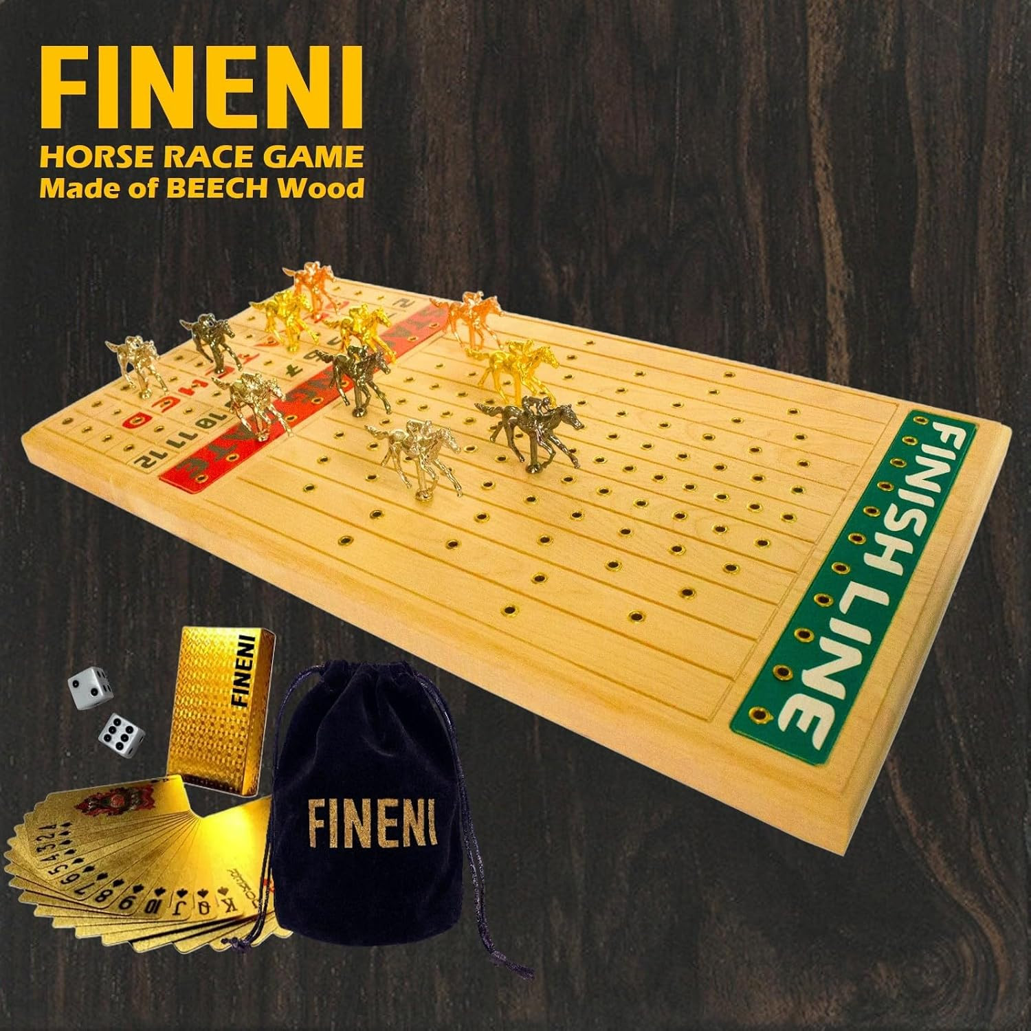 Horse Racing Game for Adults, Horse Race Board Game with 11 Luxurious Metal Hors