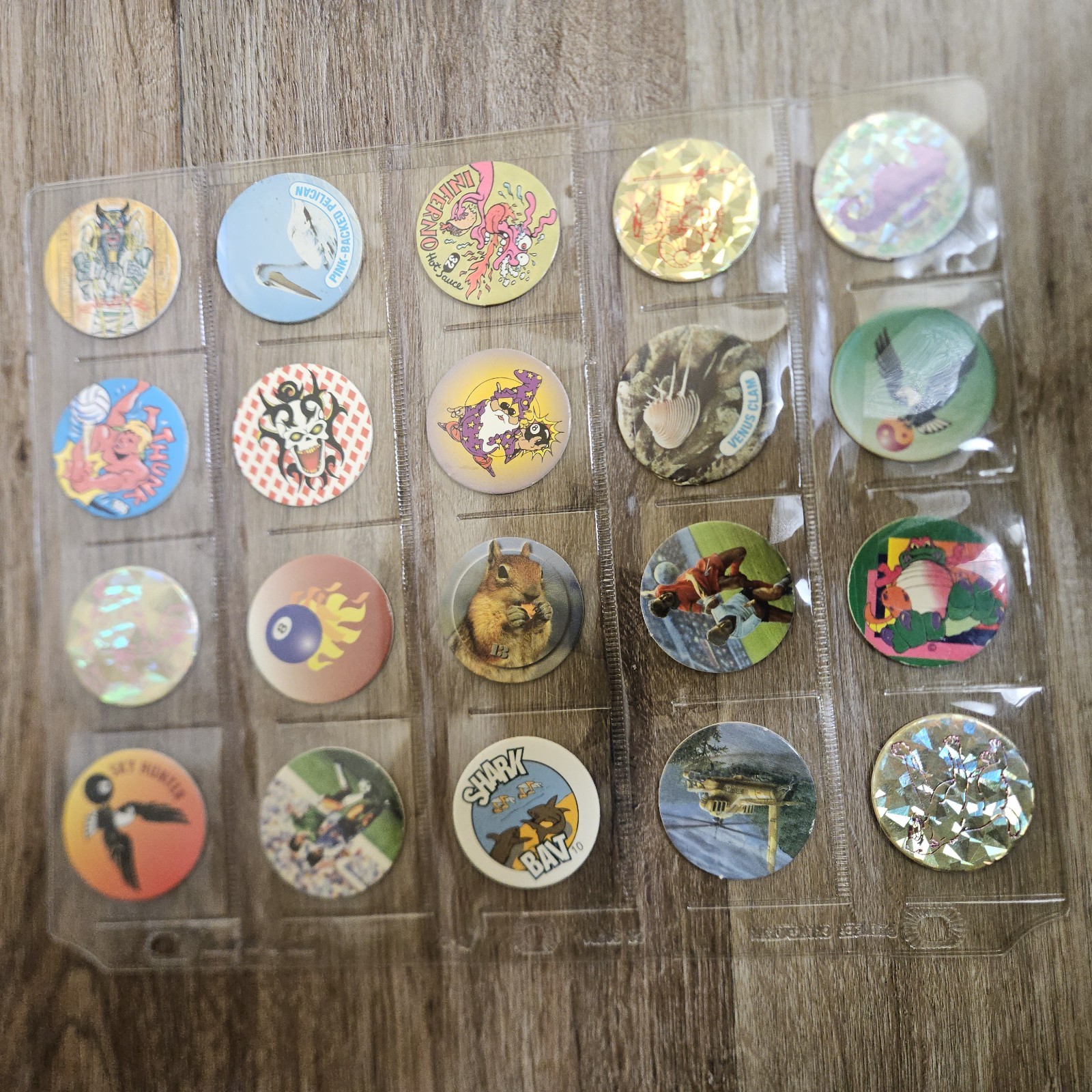 Vintage 1990s Mix Lot of 150 Pogs and 1 Metal Slammers Plus Binder Sleeves