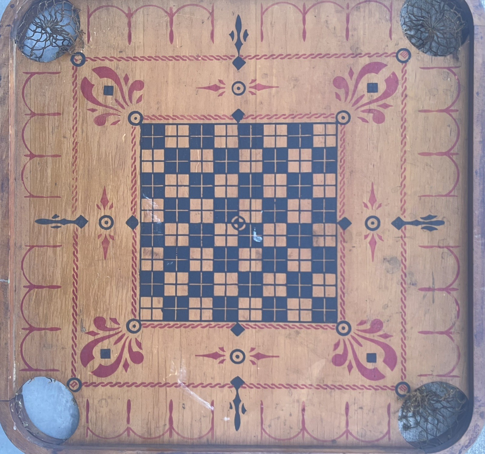 Antique Vintage 2-Sided The Carrom Co Game Board No. 1 Archarena Style E -RARE!