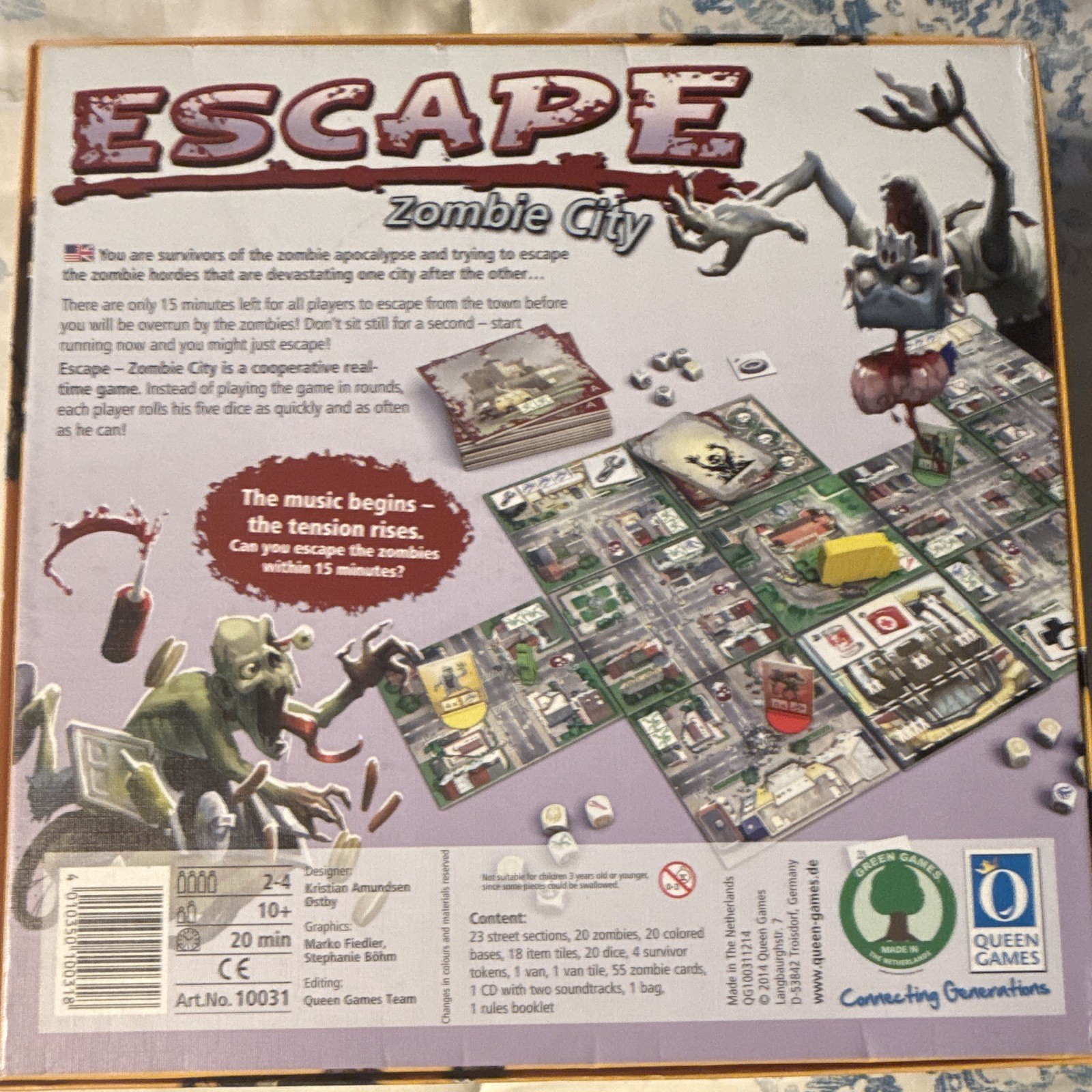Queen Games Escape: Zombie City Real-Time Board Game, 2-4 Players, Ages 10+