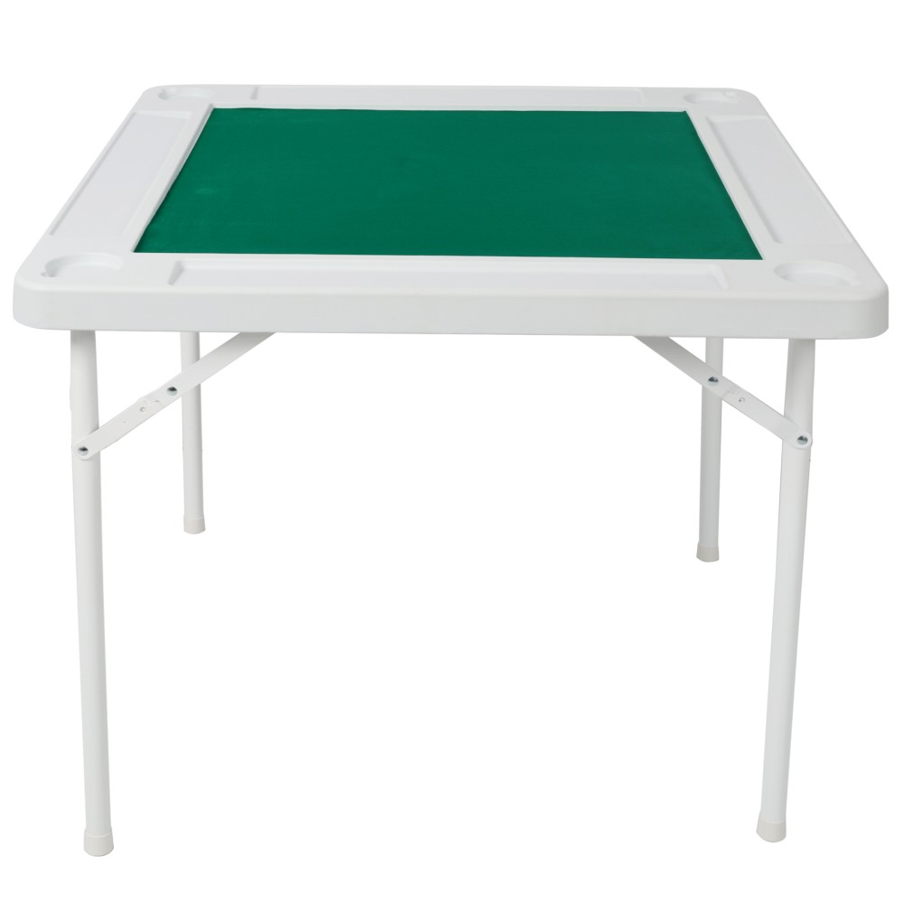 Square Folding Card Table Felt Poker Mahjong Table with Chip Trays Cup Holders