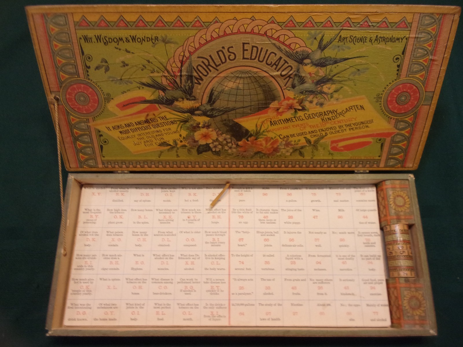 RARE 1887 Parlor Game: THE WORLD’S EDUCATOR, W.S. Reed Toy Co., Leominster, MA.