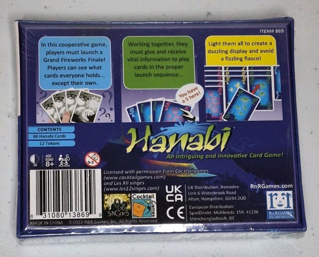 Hanabi Fireworks Card Game