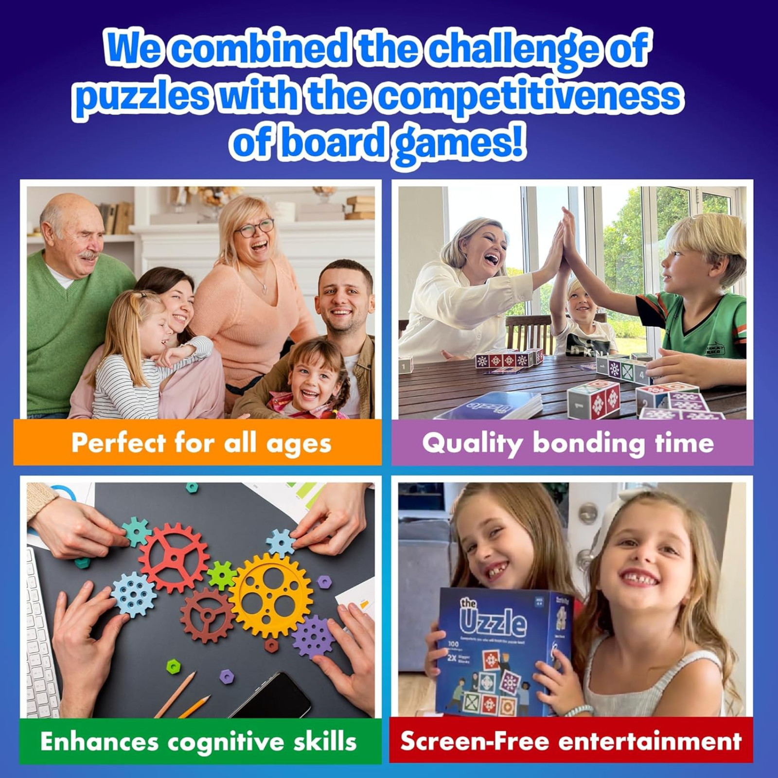 The Uzzle 3.0 Board Game Family Block Puzzle Game for Kids & Adults Ages 4+