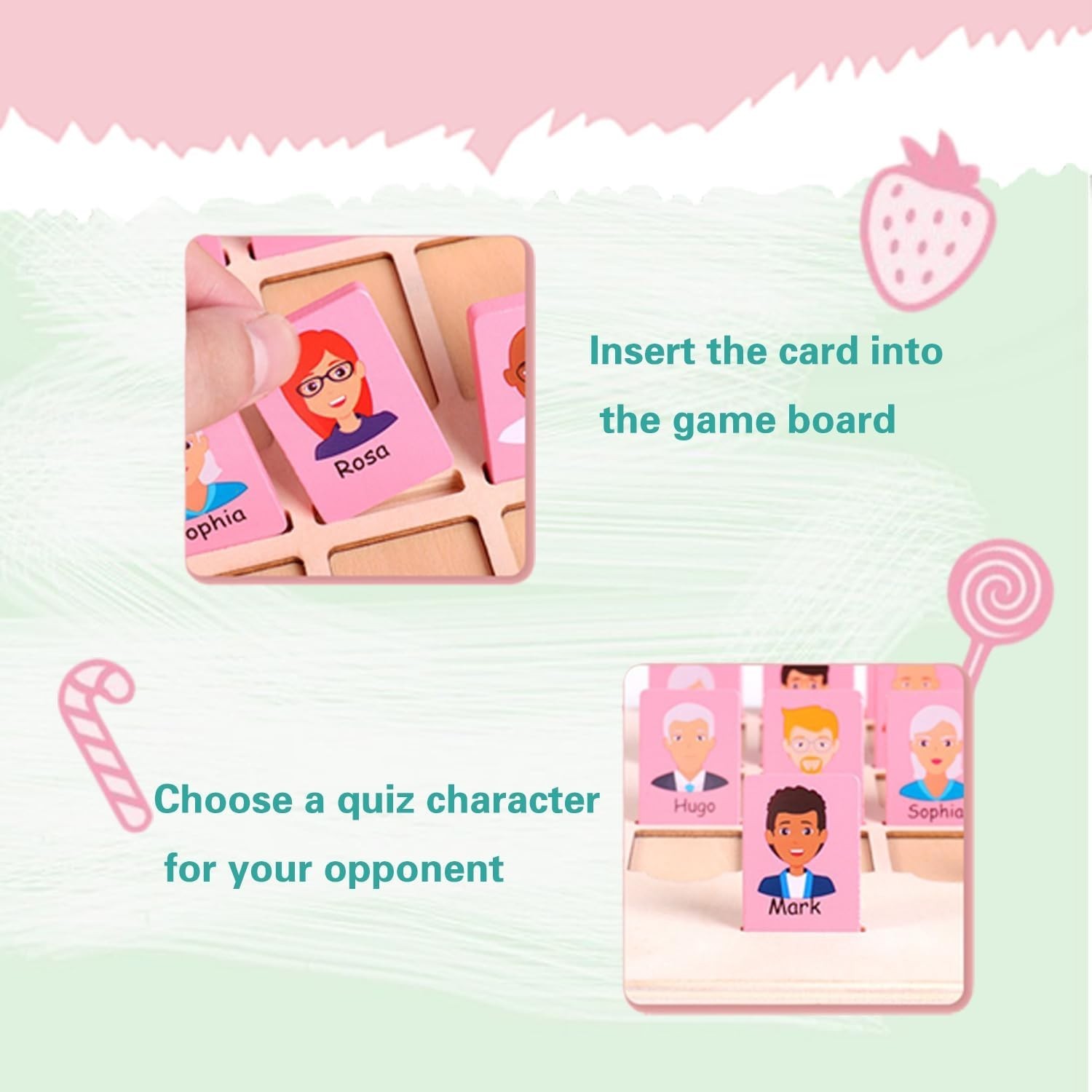 Guess Game Board Games Who Am I Wooden Board Game for Kids 3 4 5 6 7 8 Years Old