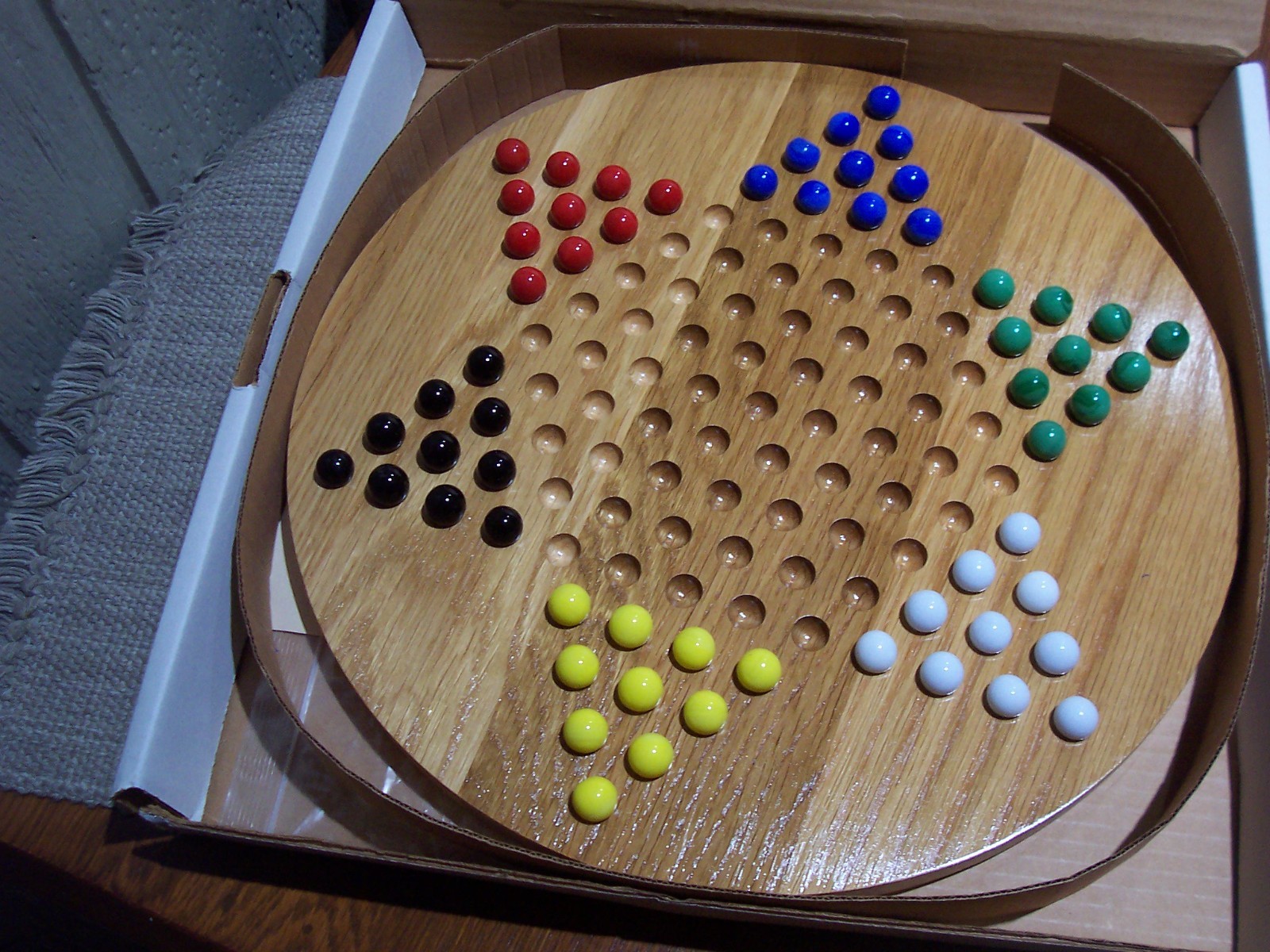Vintage LL Bean Chinese Checkers Board Game Oak USA Made with Box Unused