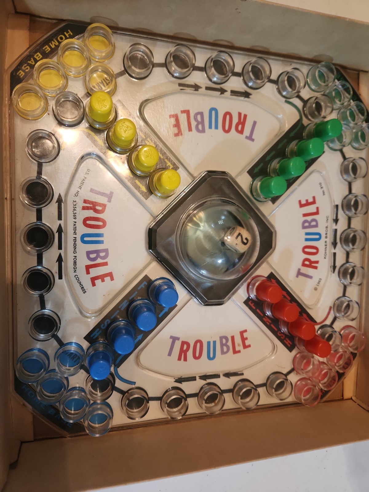 Trouble (1965) Kohner Bros • COMPLETE • Pop‑O‑Matic • Vintage Board Game
