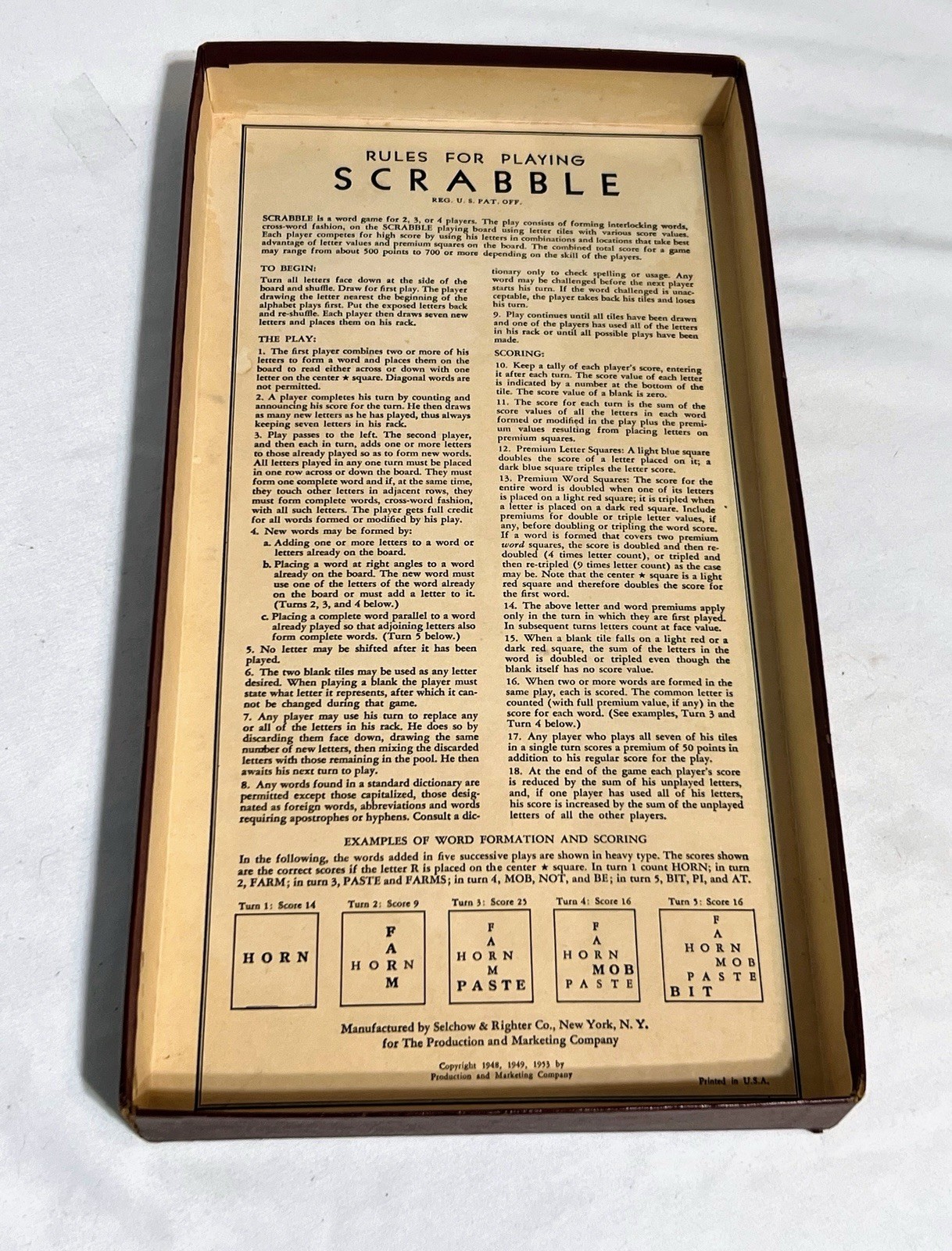 SCRABBLE GAME Vintage 1948 SELCHOW & RIGHTER CO Missing Some Pieces