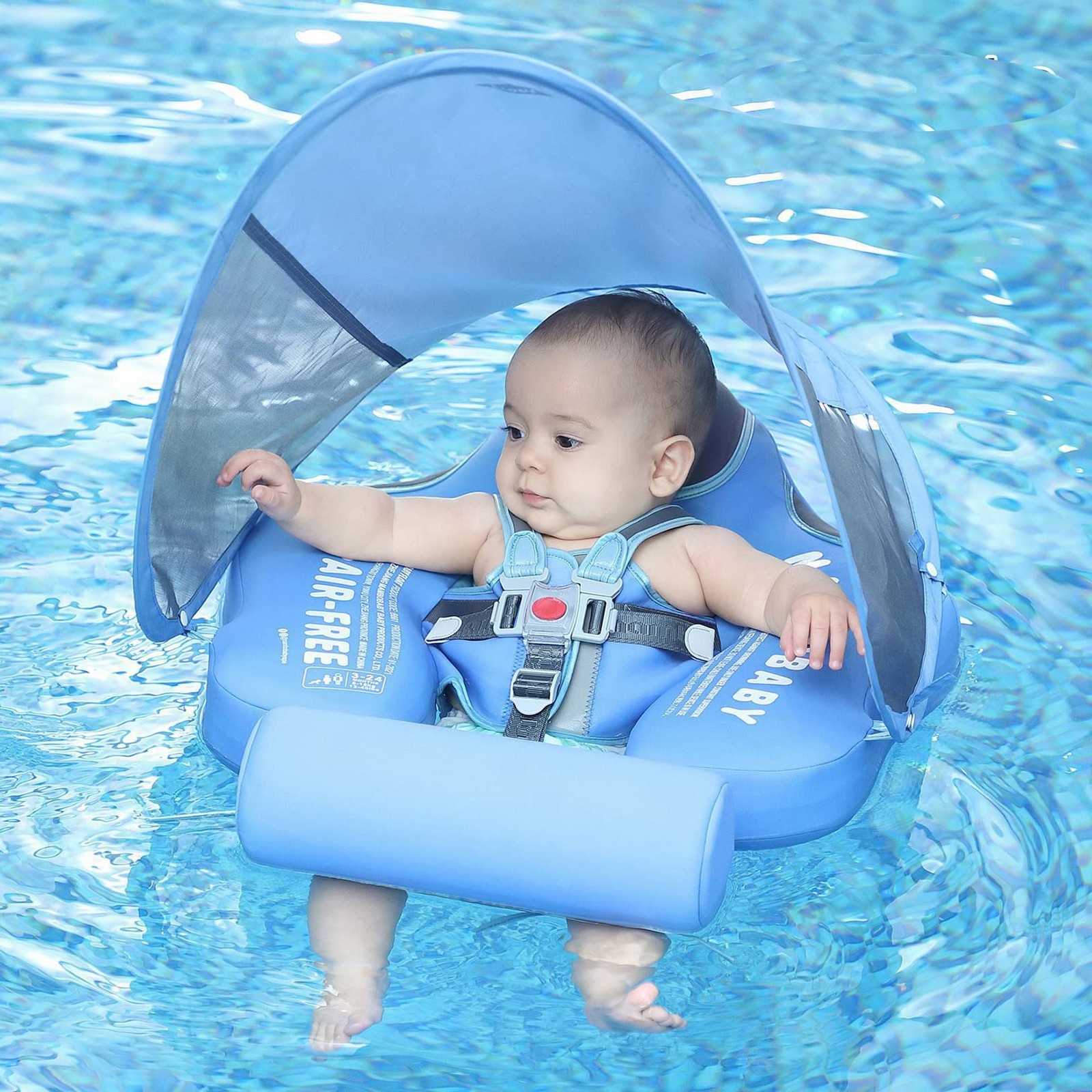 Baby Pool Float Non Inflatable Swim Trainer Waist Ring Canopy Mambobaby Size