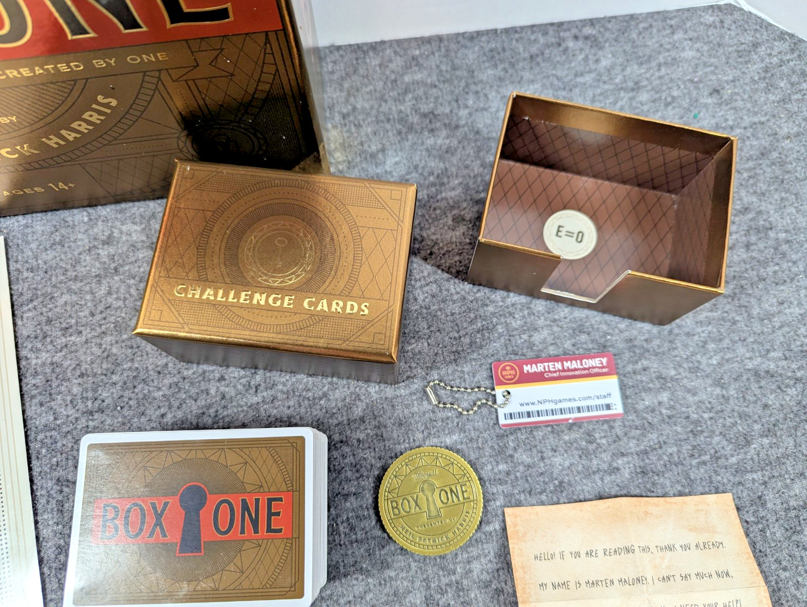 Box One Game by Neil Patrick Harris Escape Room Theory11 Puzzle Card Complete