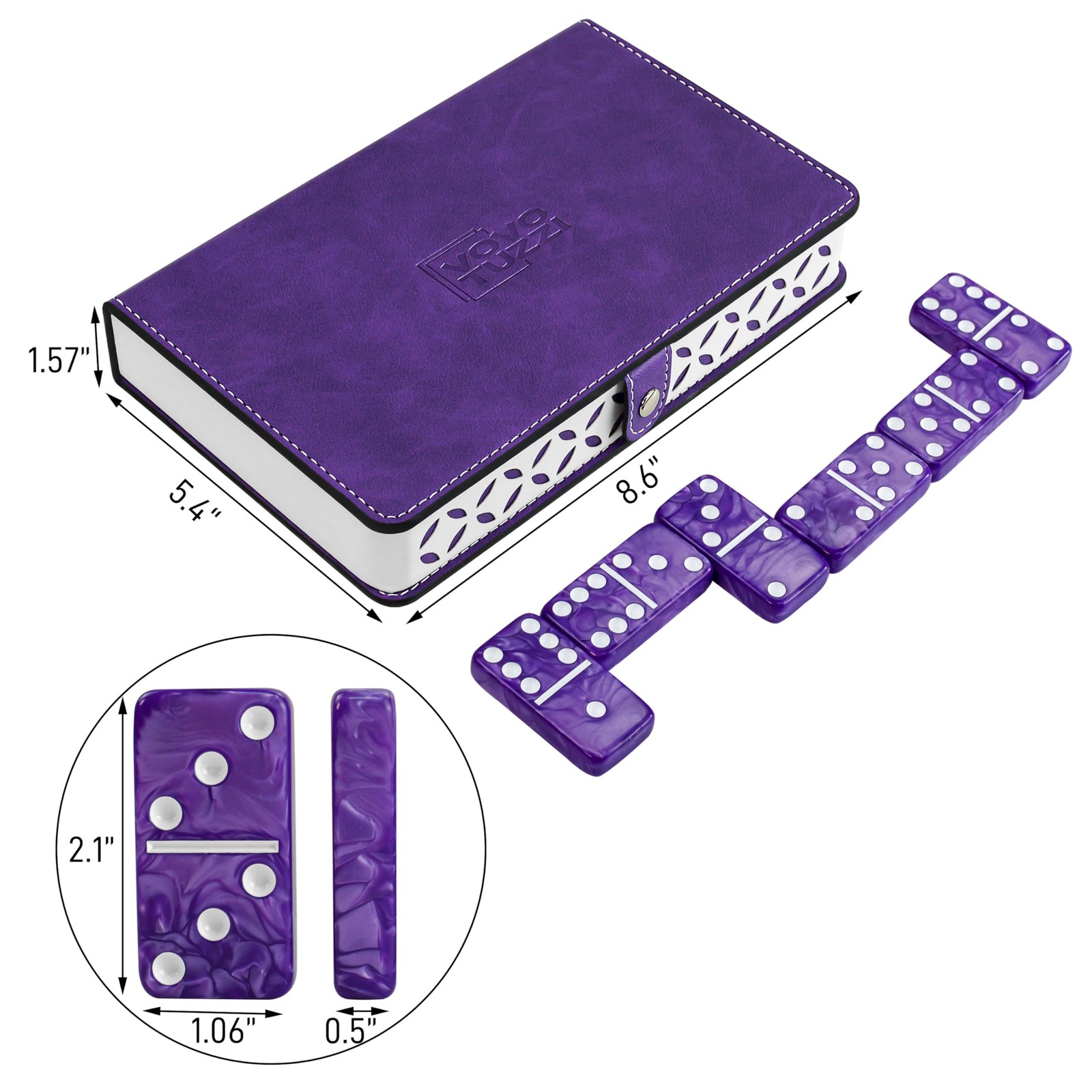 Vovotuzzi Dominos Set for 5.5 inches x 8.5 x 1.68 inches, Purple