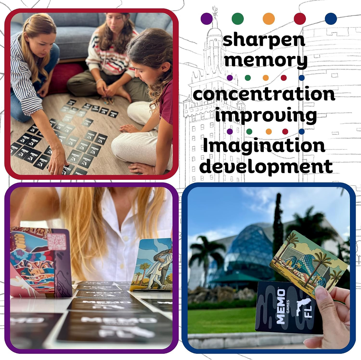 Florida Landmarks Memory Matching Card Game – 50 Cards, Educational & Fun Family