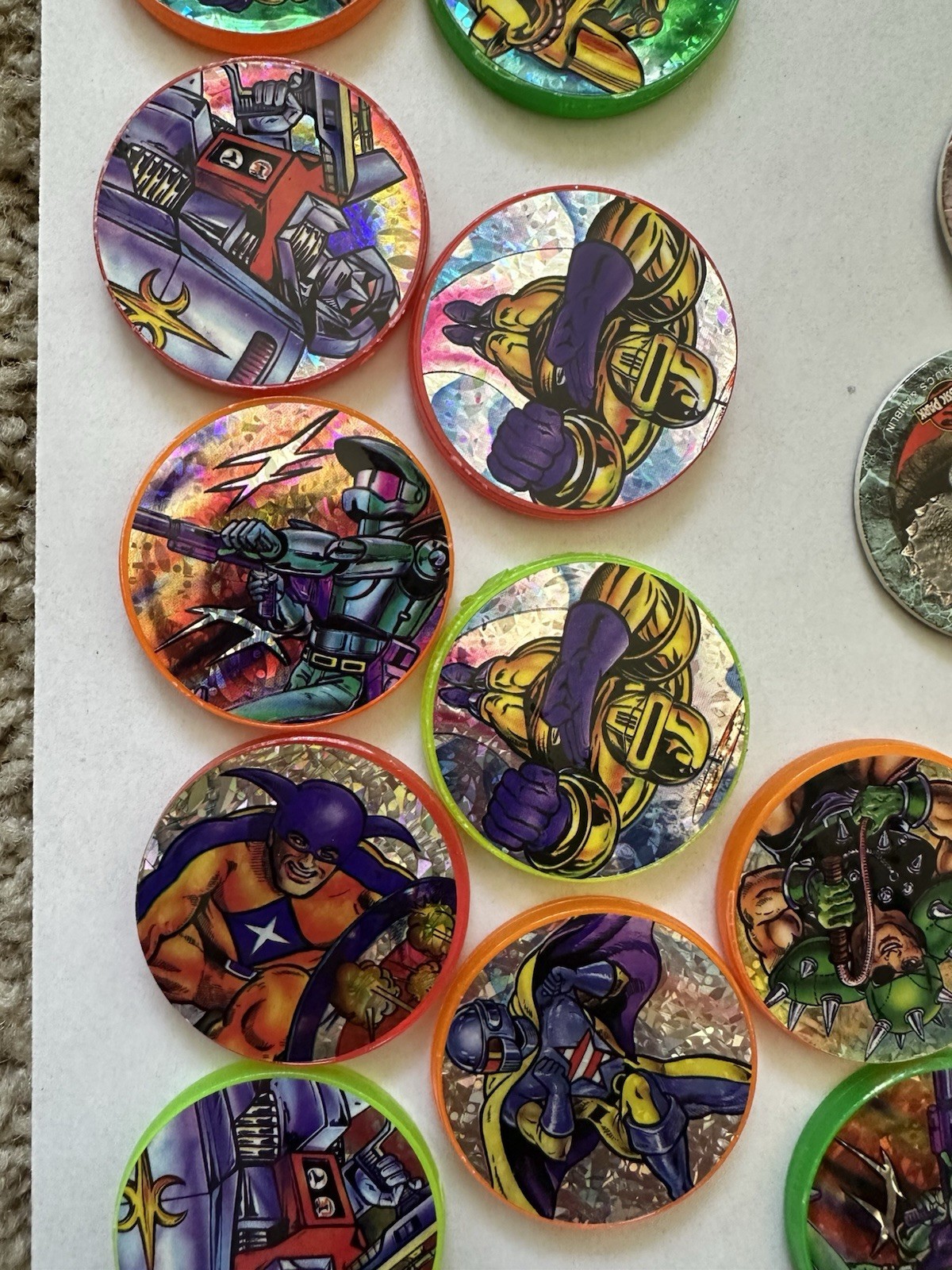 Vintage POG Pogs and Slammers HUGE LOT Plastic Slammers with Various POG Caps